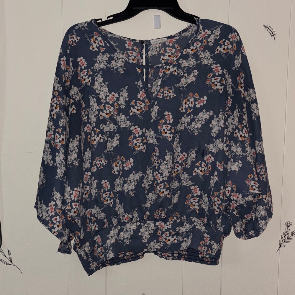 Sienna Sky Floral Women's Blouse - Navy and White